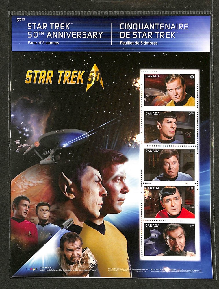 Canada - Scott 2912 - Star Trek - Sheet in Post Office Sealed Pack - 2016