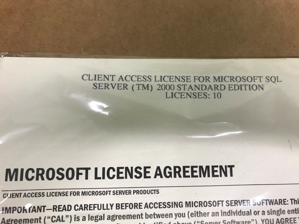 Microsoft client access license for SQLServer 2000 Standard Edition 10 licenses