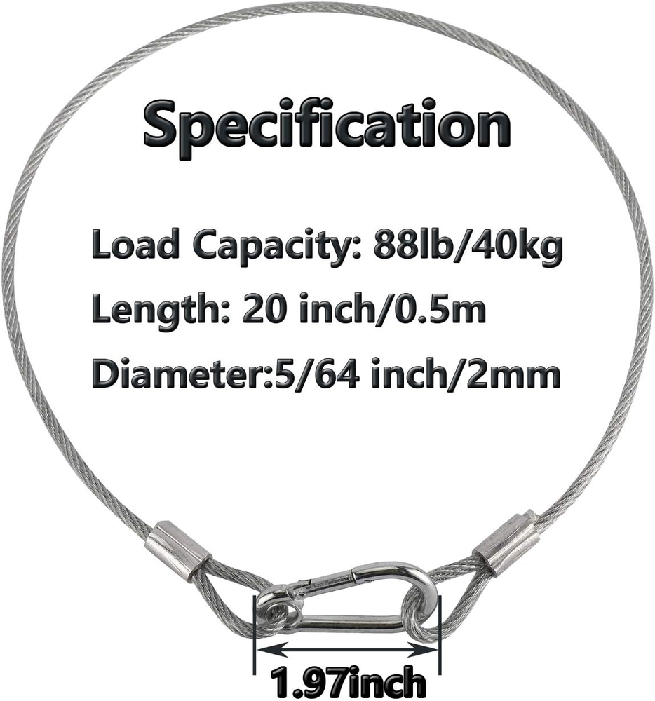 5 Pack Stage Light Safety Cable Stainless Steel Security Wire for Lighting Lugg