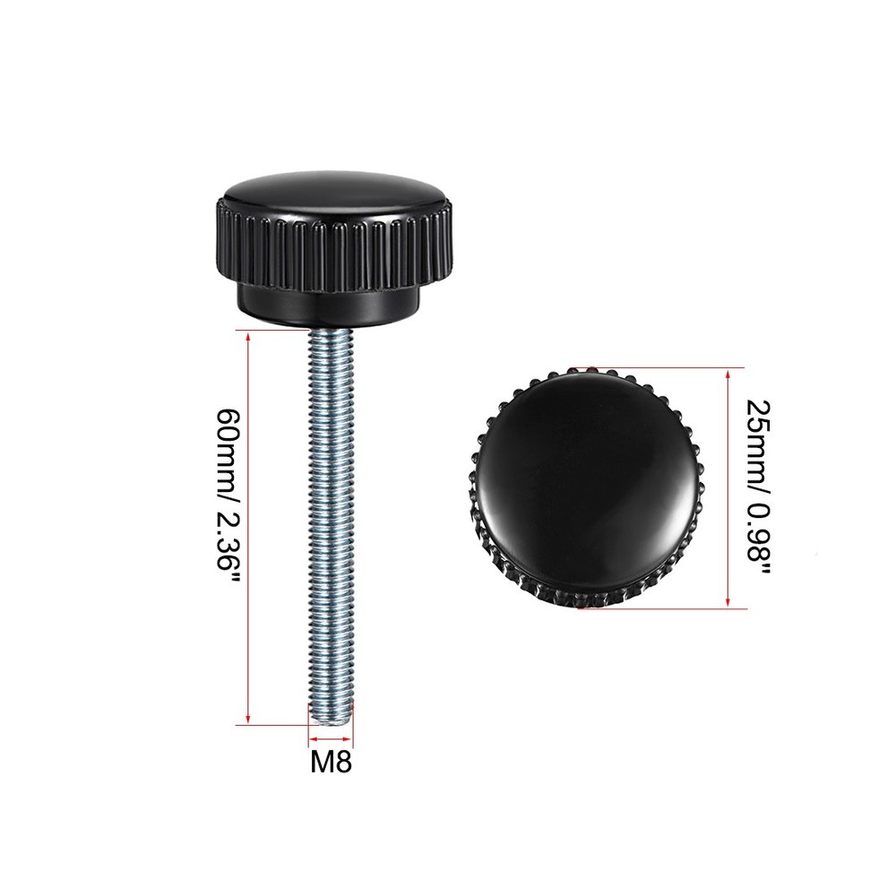 M8 x 60mm Male Thread Knurled Locking Knobs 6pcs