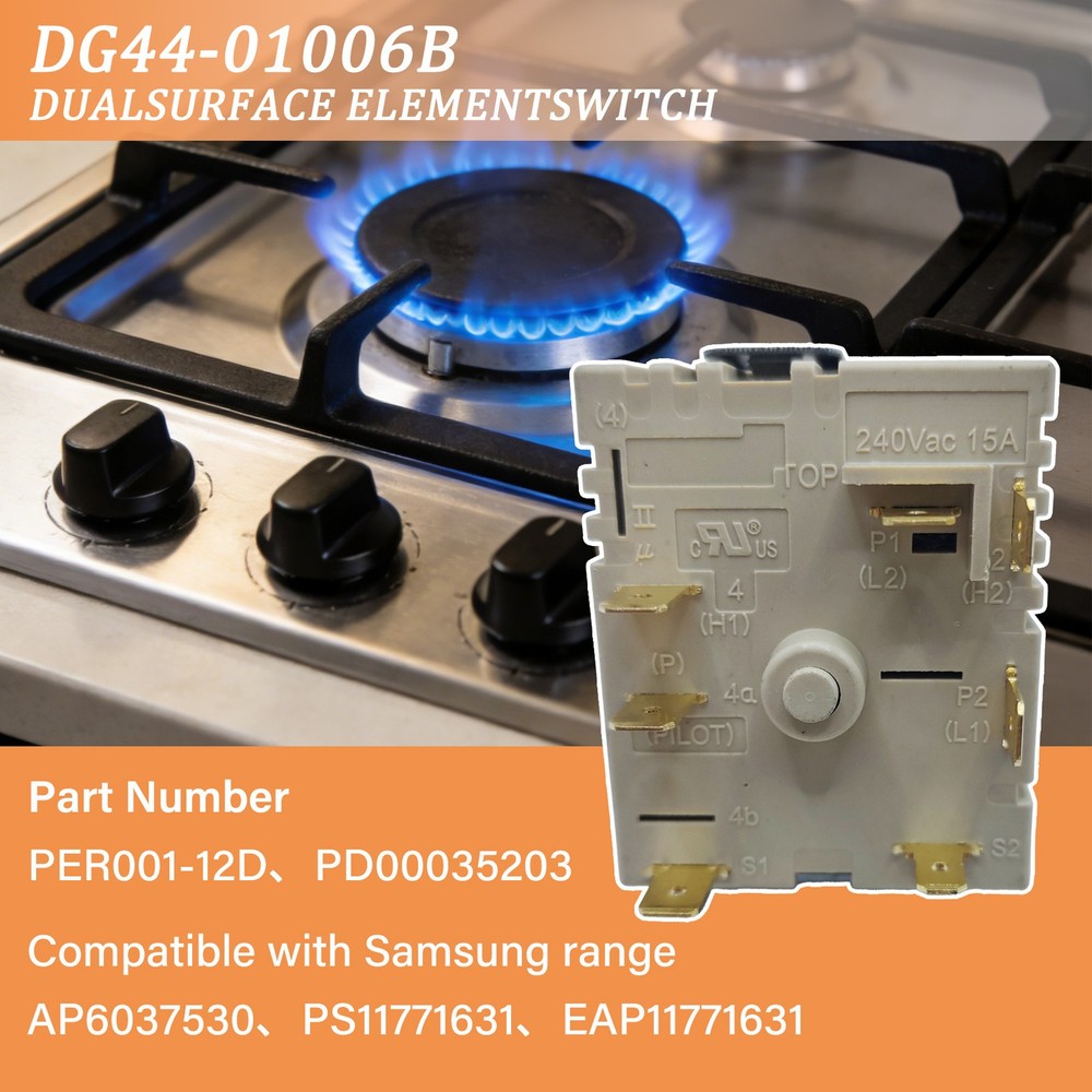 DG44-01006B Range Dual Surface Element Control Switch for Samsung PER001-12 D