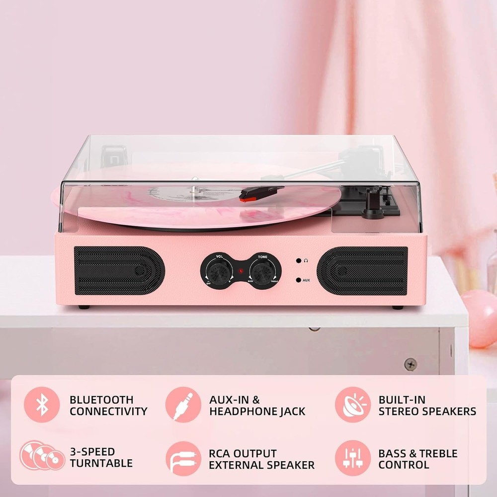 Vinyl Record Player Pink Stylish