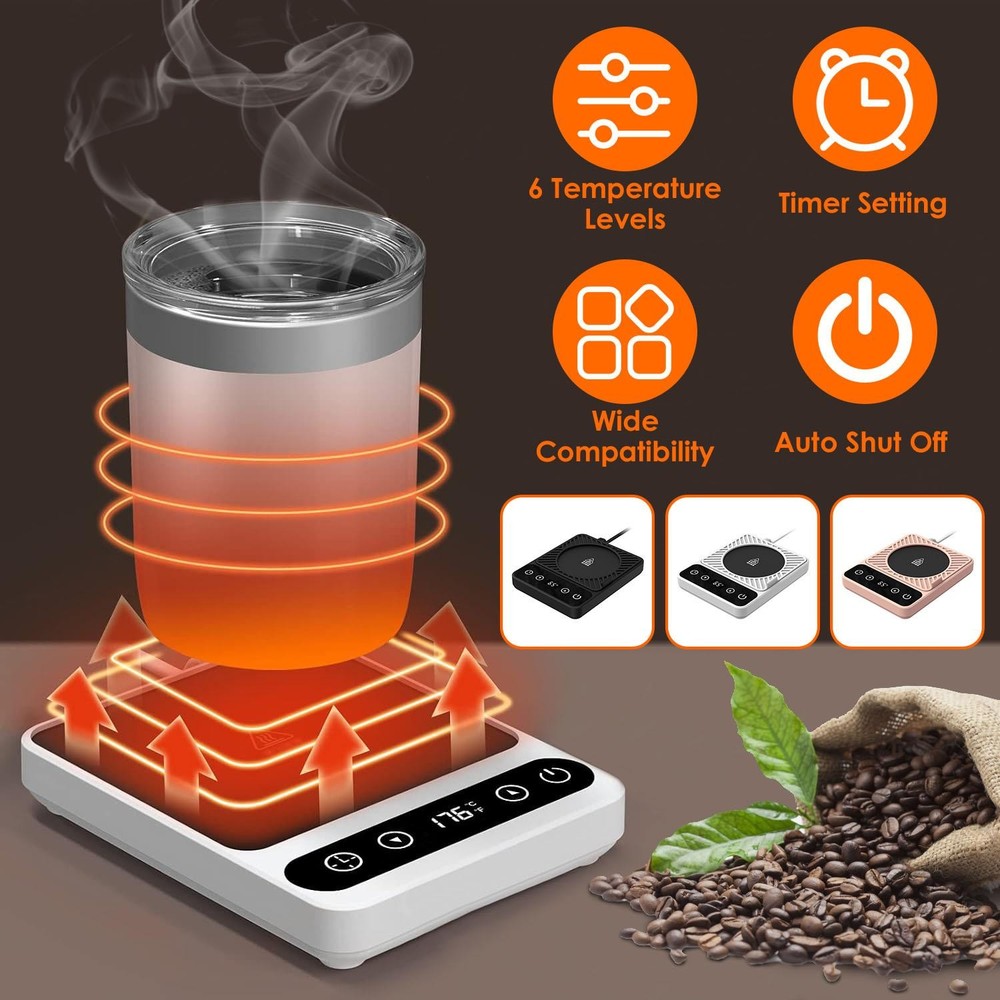 Desktop Electric Mug Warmer Auto Shut Off Timer Setting 6 Temperature Levels Cup