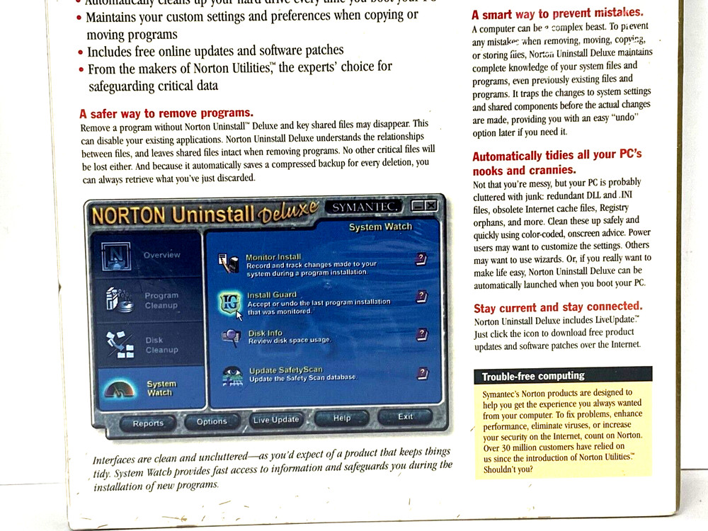 Norton Uninstall Deluxe by Symantec Windows NT or 95 Operating System - NEW