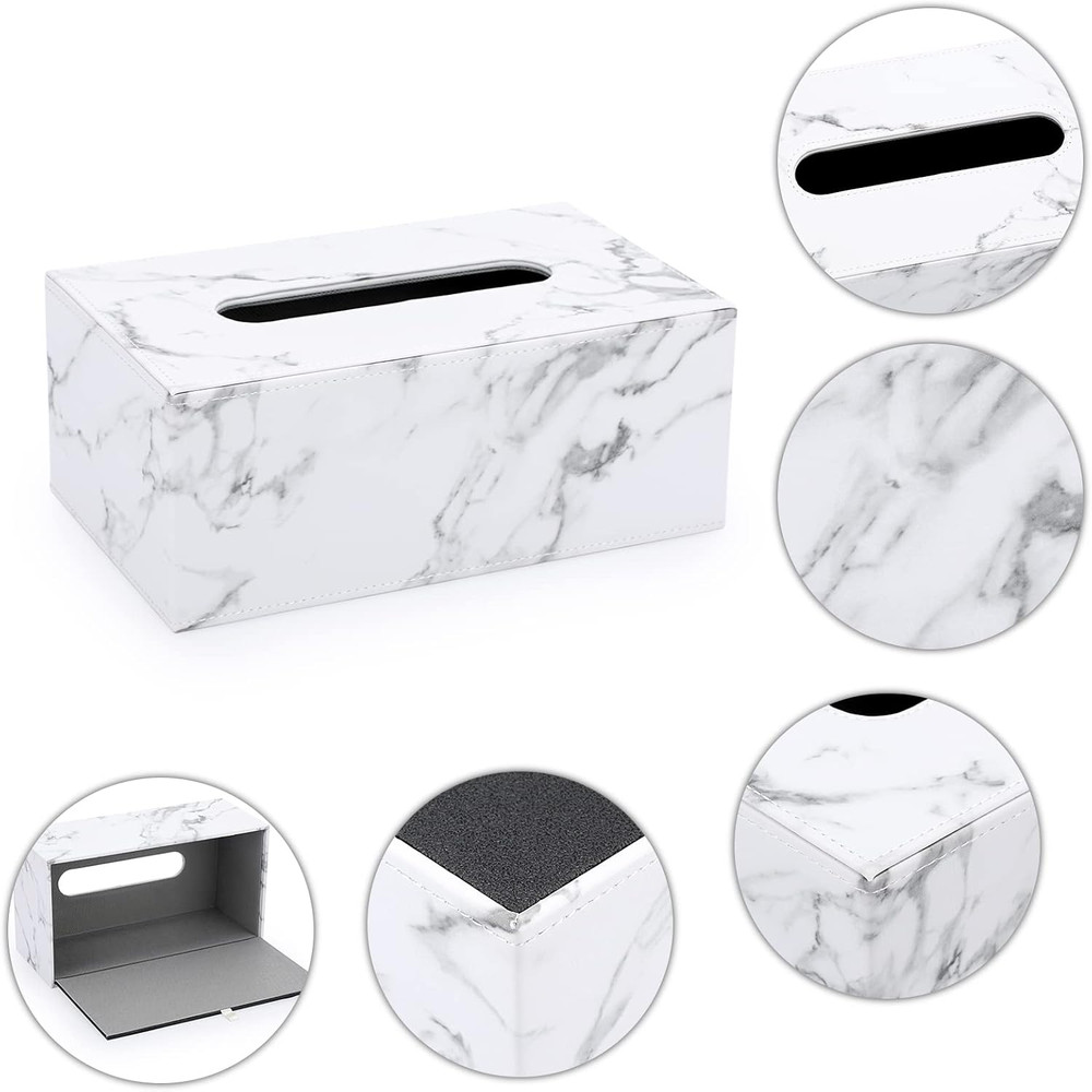 Rectangular Leather Tissue Box Cover - Stylish Tissue Box Holder with Magnetic B