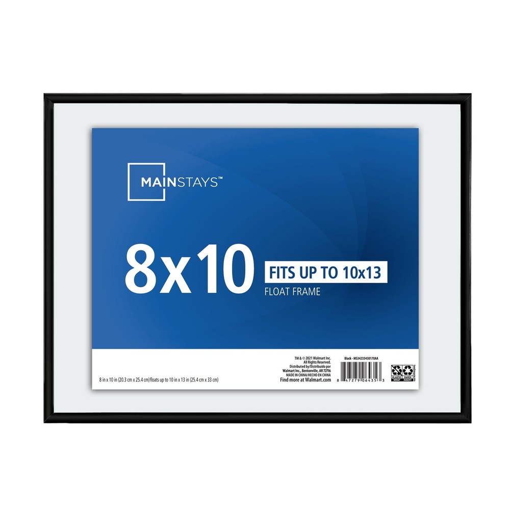 8x10 Picture Frame Black Front Loading Float Frame Wall/Tabletop Photo Frame