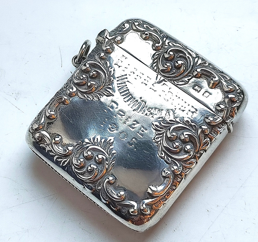 ANTIQUE SILVER VESTA CASE EIFFEL TOWER WINDOW DISPLAY PRIZE BIRMINGHAM 1905