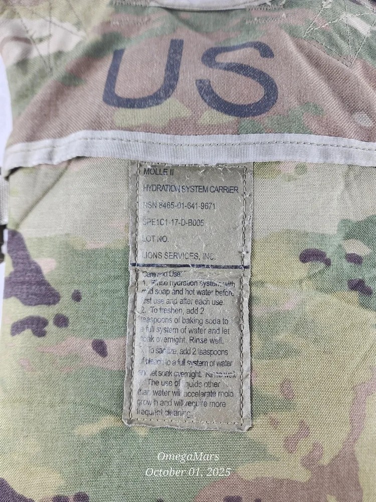 US Army OCP / Multicam Hydration System Carrier, bladder optional. Molle