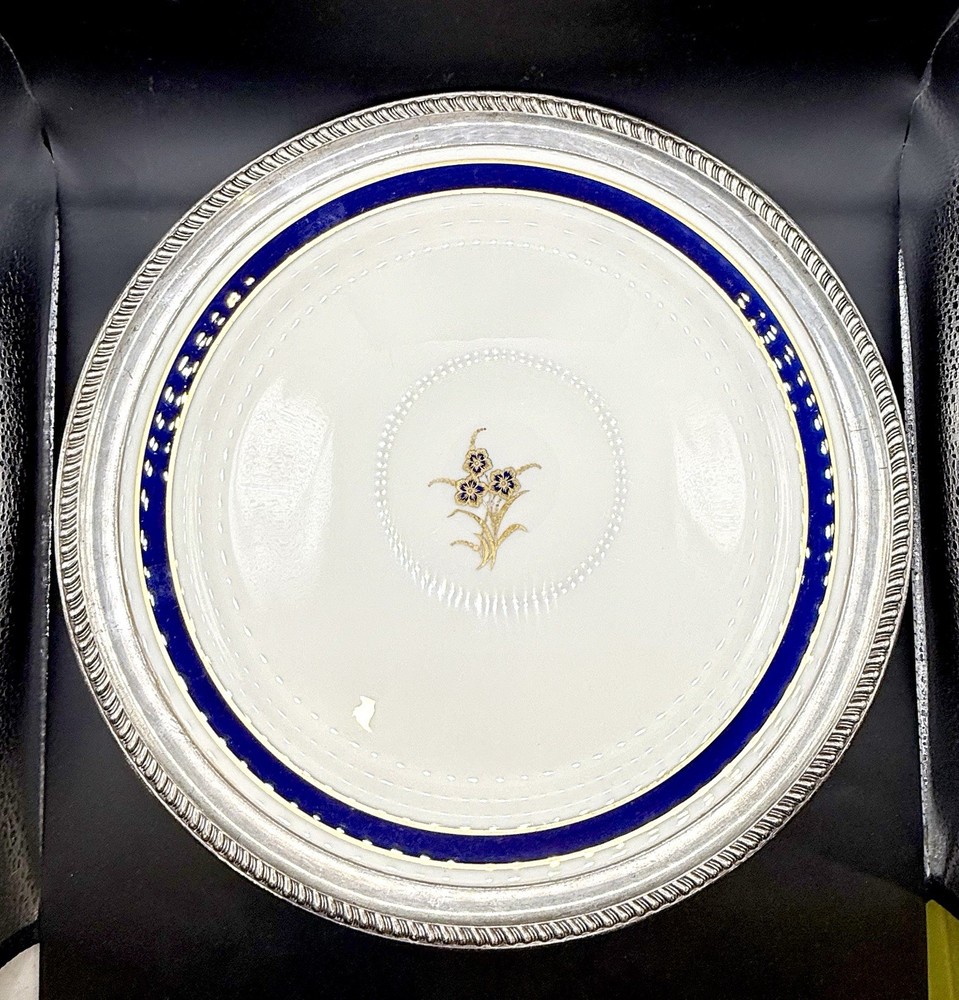 Lenox Sterling Silver Gorham Large Serving Dish 14 Inch Platter Ceramic