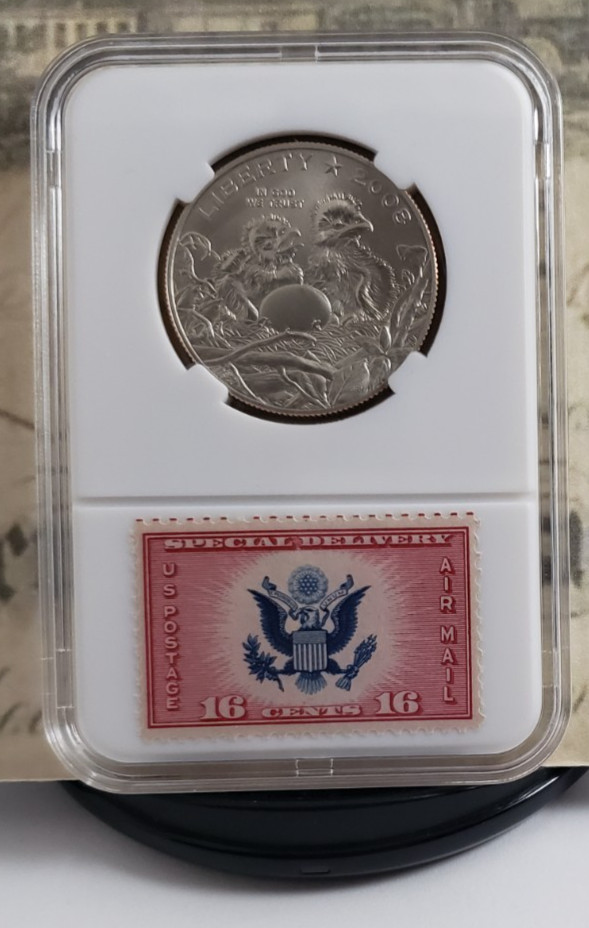 2008-S Bald Eagle Commemorative Half Dollar with US Stamps - Nice! W18