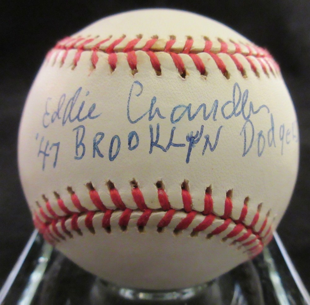 Eddie Chandler 47 Brooklyn Dodgers Signed NL Baseball - Beckett BAS