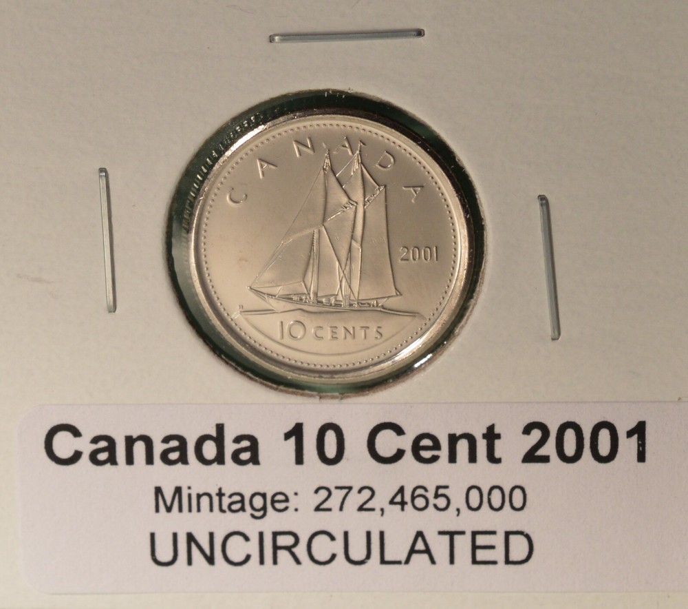 2001p Canada Dime - UNCIRCULATED - from original mint roll