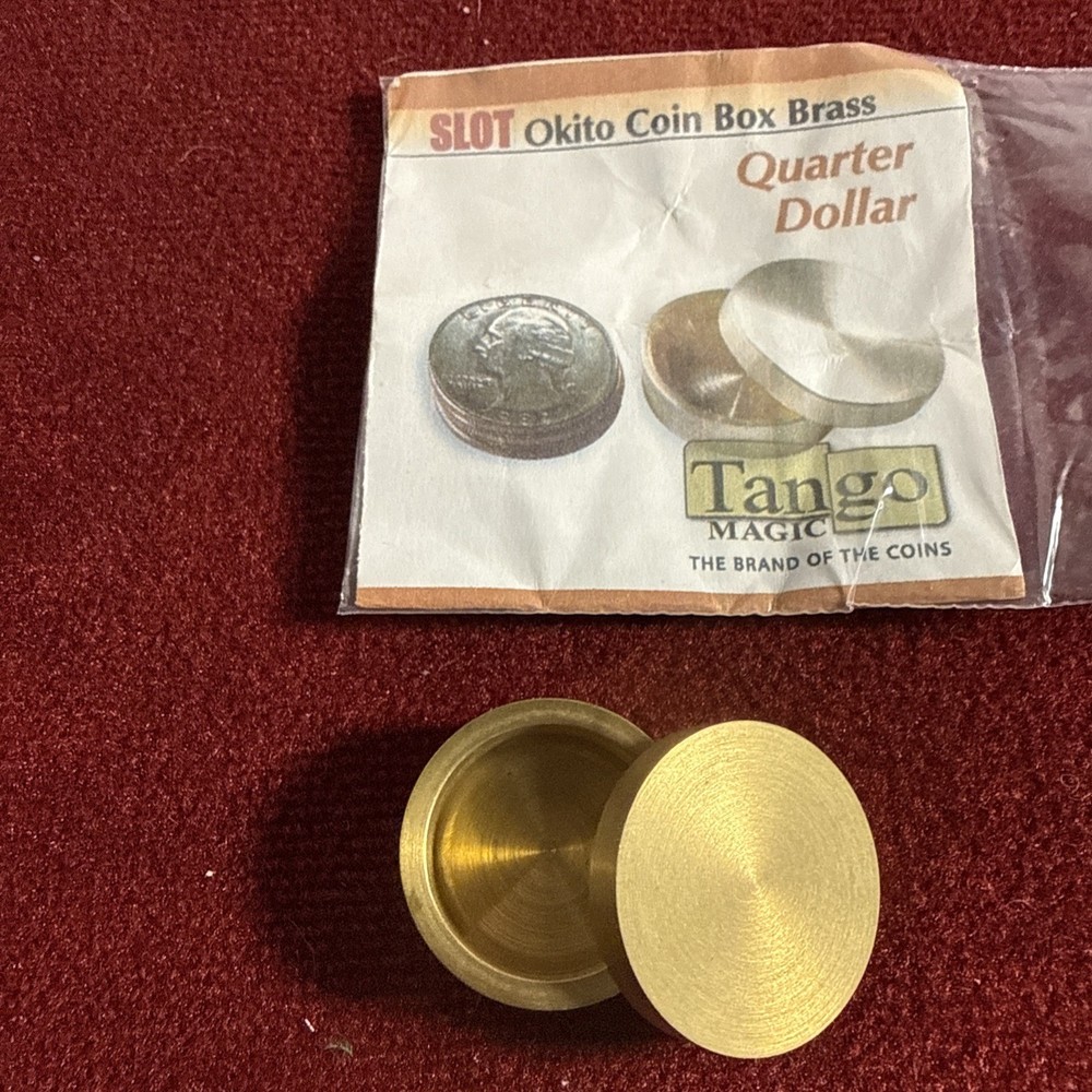 Slot Okito Coin Box Brass Quarter Dollar By Tango-Coin Magic Solid Through Solid