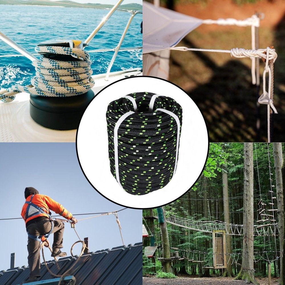 Double Braid Polyester Rope 6180Lbs Breaking Strength 1/2" × 100' Bull Rope