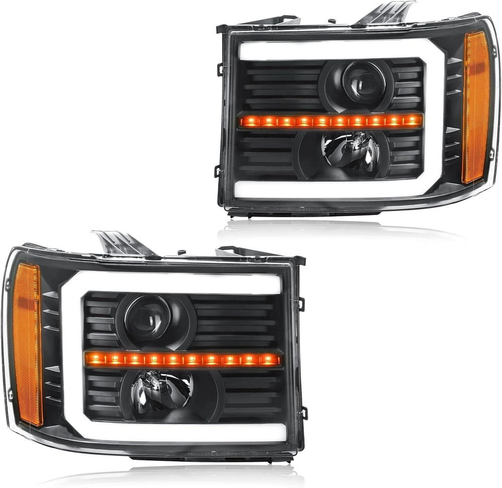 LED DRL Headlight Assembly, Headlights Kit Compatible with 2007-2013 GMC Sierra