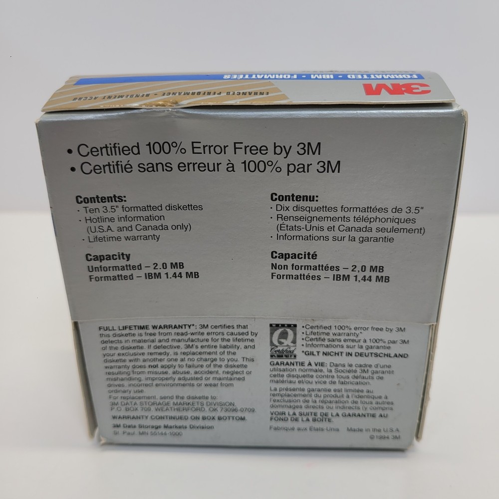 6 3M 3.5" DS HD Diskettes Open Box Unused