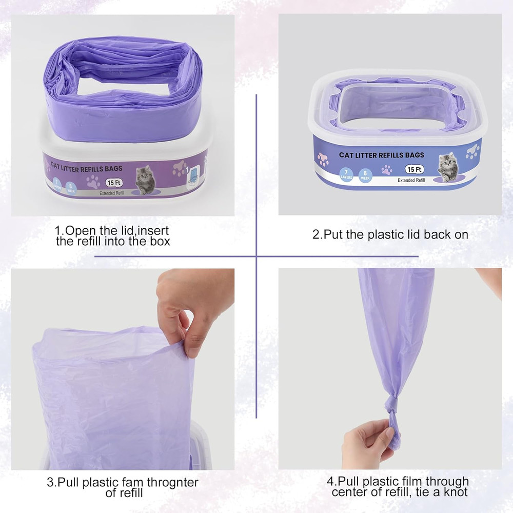 12 Pack Cat Litter Refills Compatible Genie Bag Enhanced Odor Control Includes