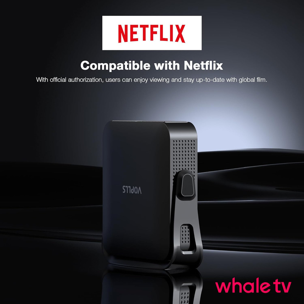 【Officially-Licensed APP & Native 1080P】Thinnest 1.81" Smart Mini Projector with