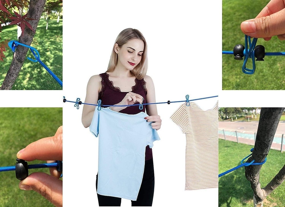 Retractable Portable Clothes Drying Line – 12 Clips, Lightweight & Strong