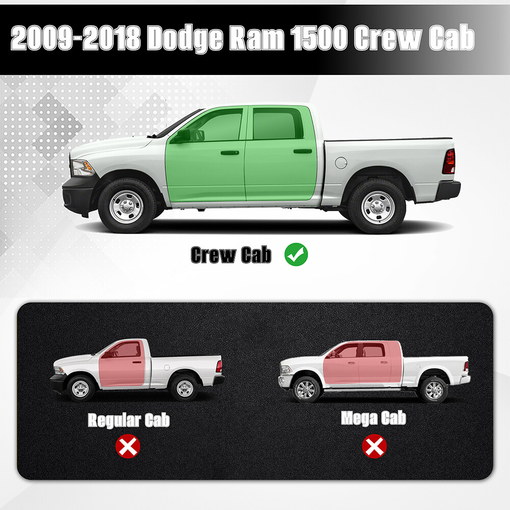 6" Running Boards for 2009-2018 Dodge Ram 1500 Crew Cab Drop Side Step Nerf Bars