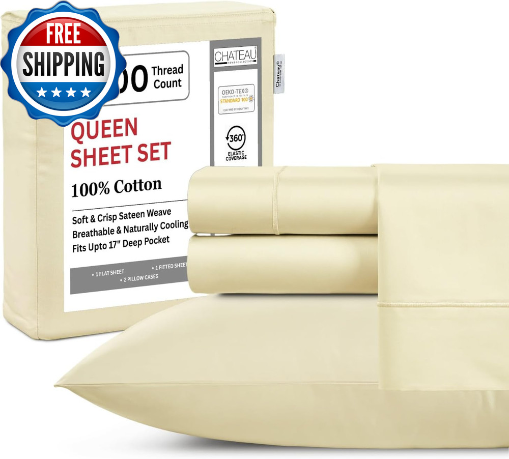 Certified 100% Cotton Bed Sheets Queen Size - 1000 Thread Count Queen Size Bed S