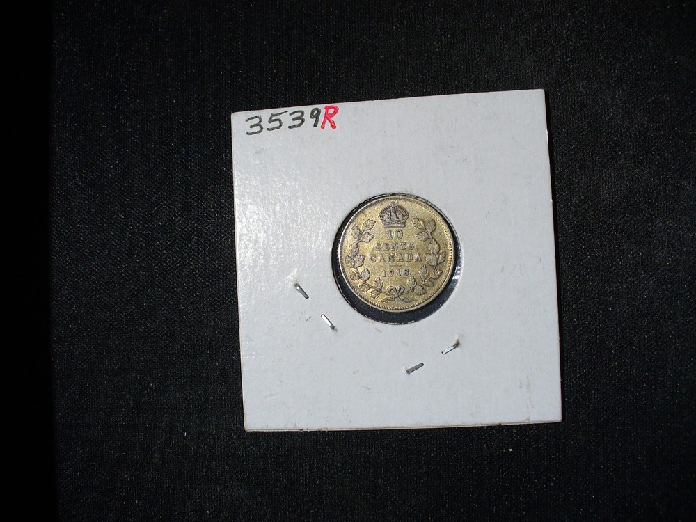 Silver Canada 1918 10 Cents Coin