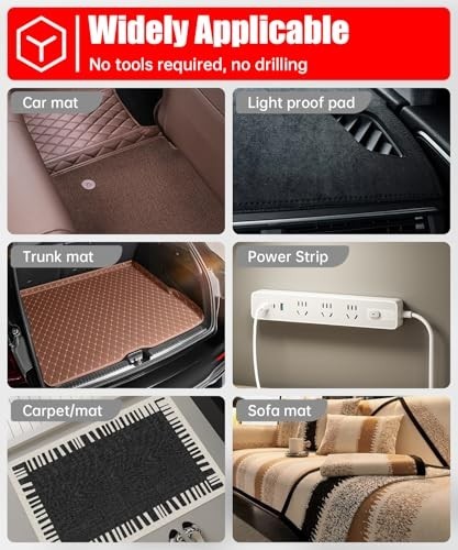 Large 4" Hook and Loop Strips - Heavy Duty, Waterproof, Adhesive - 8 Sets Black