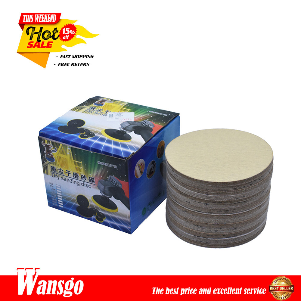 100 Pcs 6" NO-Hole Disc Hook Loop Pads Sanding Discs Flocking 120 Grit New