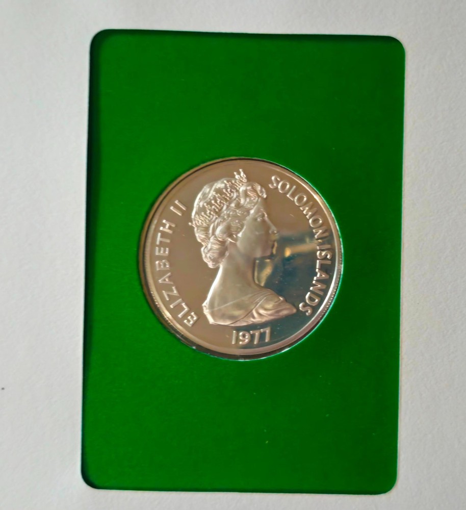 1977 SOLOMON ISLANDS PROOF SET ((7 COINS)) IN 2 FDC'S