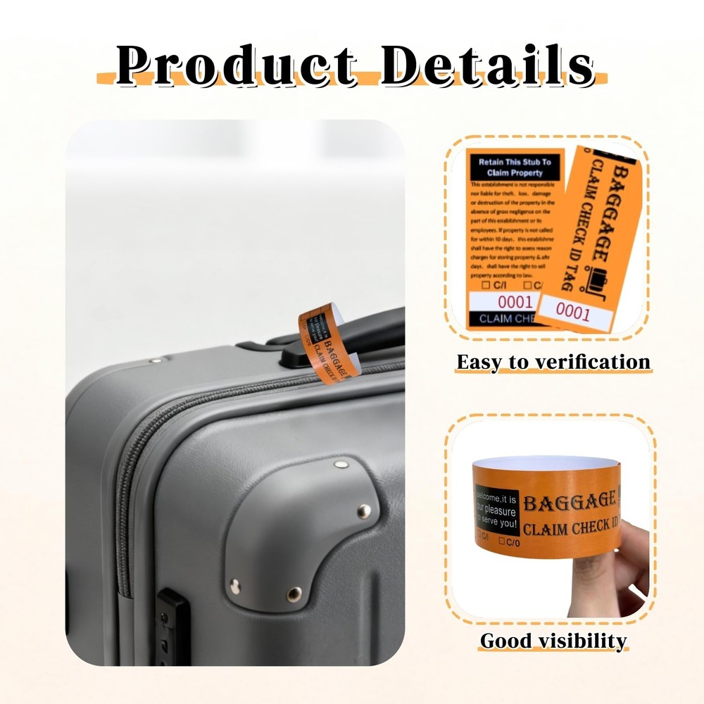 1000 PCS Luggage Tags For Suitcases Baggage Claim Check Serial Numbered