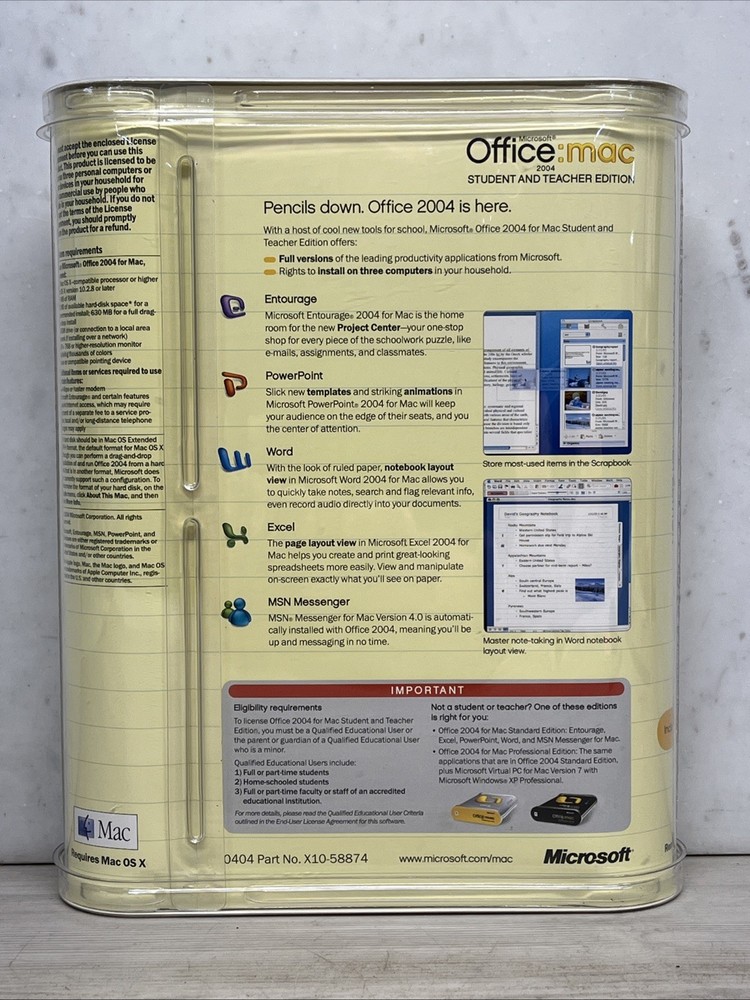 Office: Mac Student And Teacher Edition, 2004. New! Microsoft
