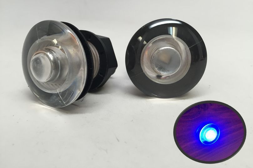 2 PCS MARINE BOAT LED LIVEWELL ROUND BUTTON BLUE COURTESY LIGHT OEM WATERPROOF