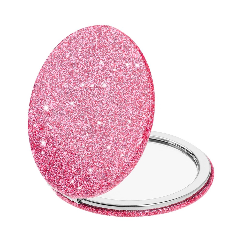 Cosmetic Compact Mirror Folding Glitter Round Mini Makeup Mirror Portable Bli...