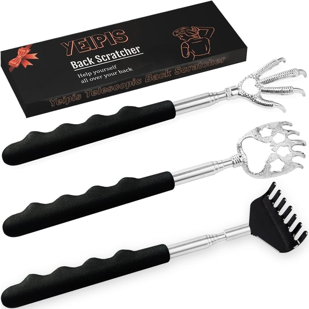 Back Scratcher 3 Pack Different Design Stainless Telescopic Back Scratchers with