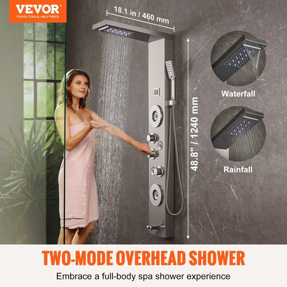 Shower Panel System 6 Shower Modes LED & Display Shower Panel Tower Rainfa