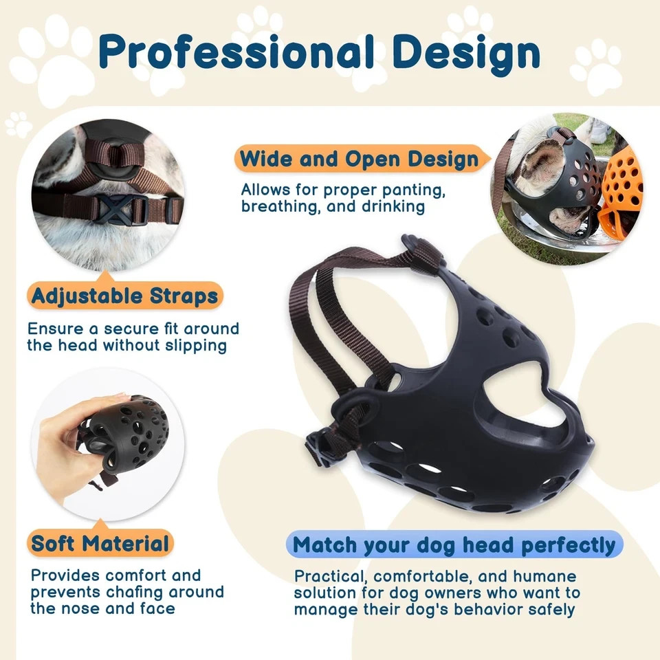 Dog Muzzle for Short Snout, Soft English Bulldog Muzzle for Biting, Chewing, ...