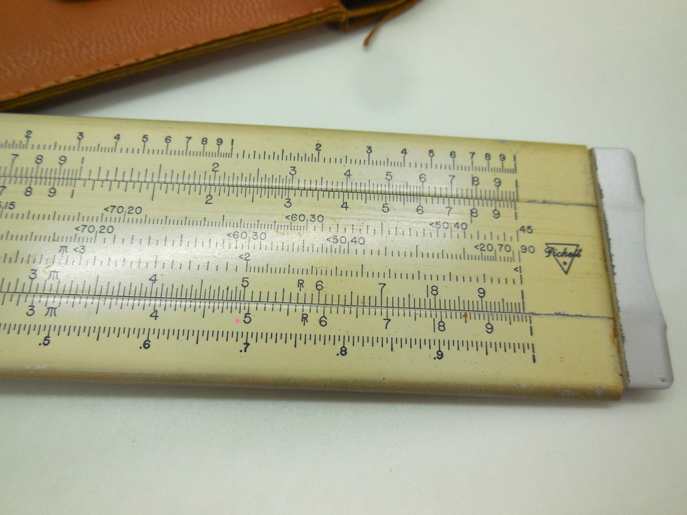 Original Vintage SLIDE RULE metal Pickett model 20 basic with case READ