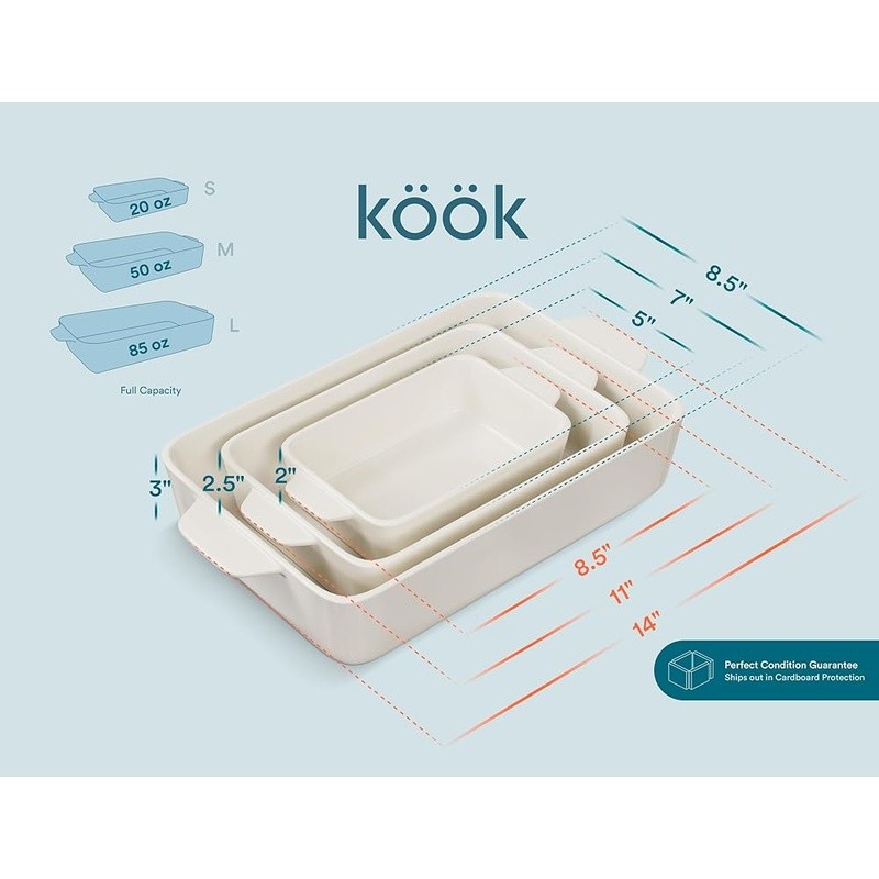 Nonstick Ceramic Bakeware Set Oven Safe Stackable W/ Handles Dishwasher Safe New