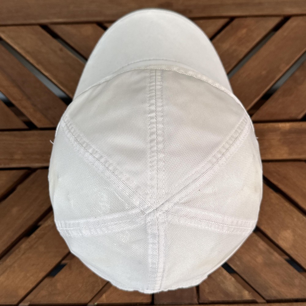 Vintage Nike Tailwind 7 Panel Hat Cap Strap Back Mens White Mesh Running Feather