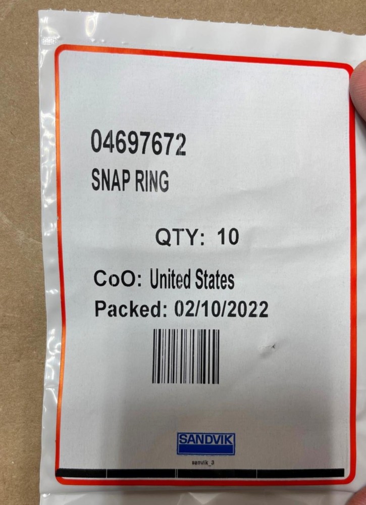 10pk Sandvik 04697672 Indicator Snap Ring
