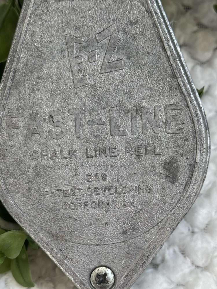 Vintage E-Z FAST-LINE Chalk Reel Patent Developing 复古 拉墨器 Metal Tool 木工工具 美国制造