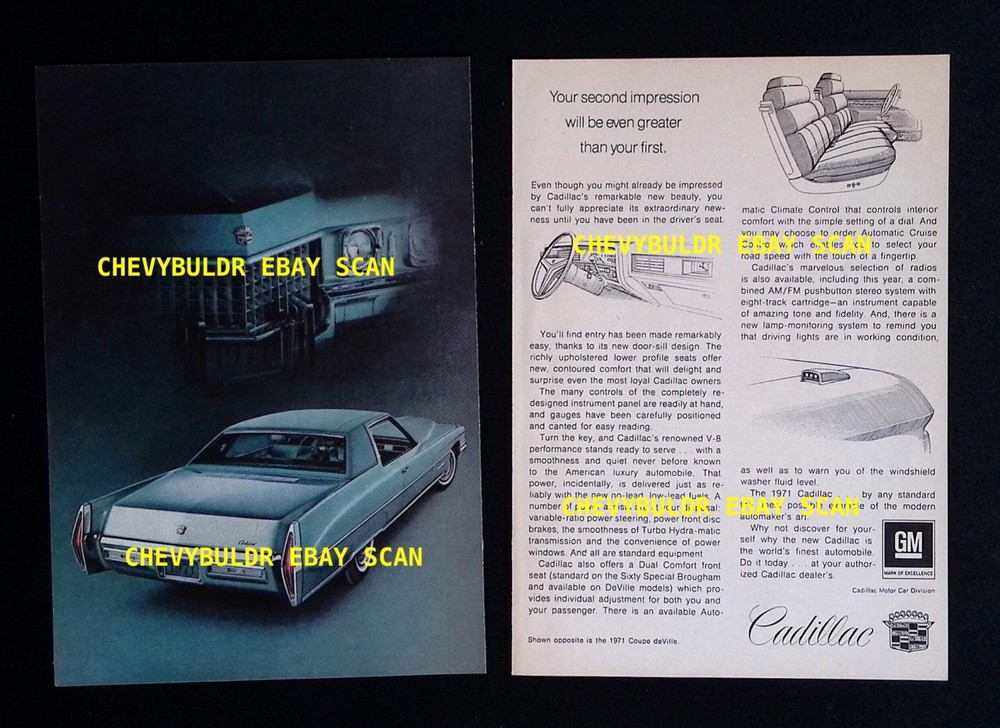 1971 Cadillac Coupe deVille Vintage Ad "Your Second Impression Will Be...."