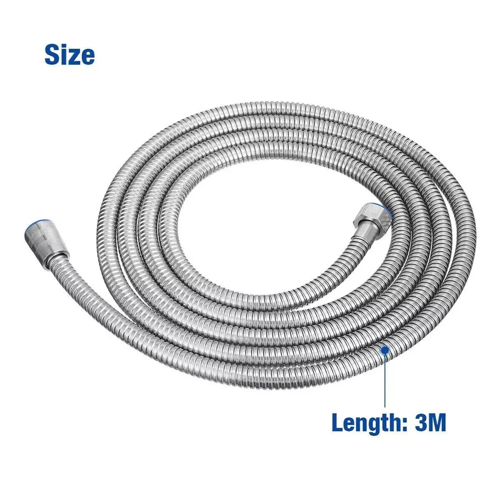 Chrome 10FT Long Shower Hose For Head Handheld Spray High Pressure Adjustable