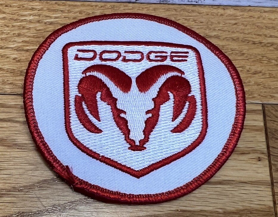 Round 3.5" Dodge Ram Embroidered Patch Red & White