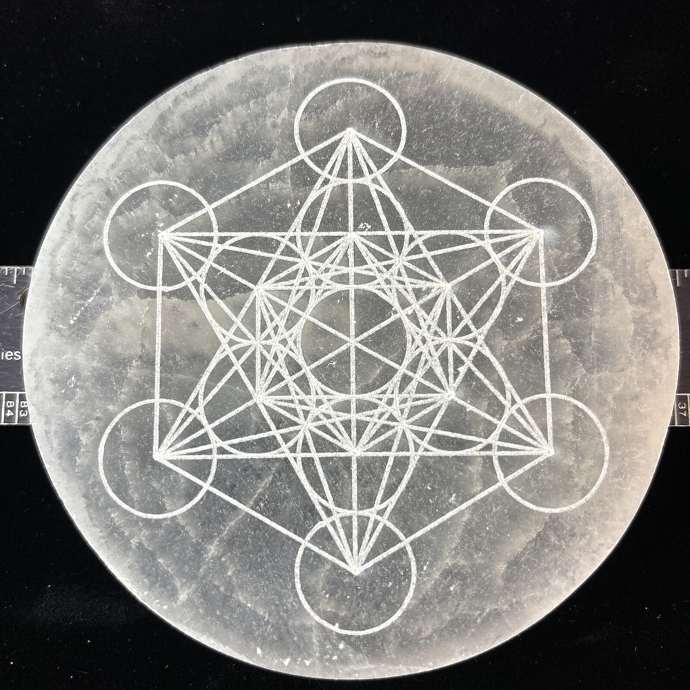 4” Selenite Charging Plate/ Grid Metatrons cube