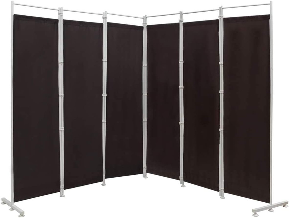 6 Ft Folding Room Divider - 6 Panel Freestanding Privacy Screen (Brown)