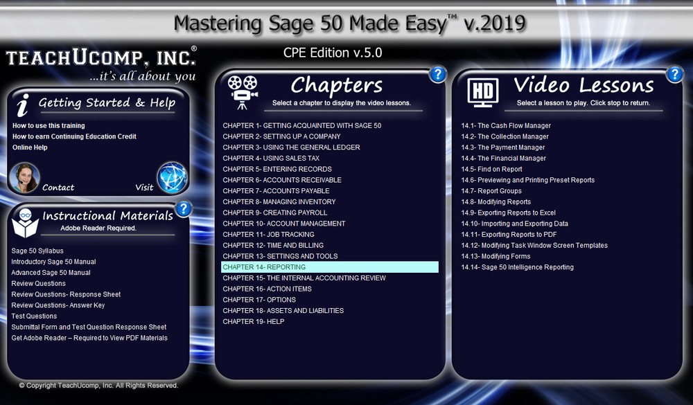 SAGE 50 ACCOUNTING 2019 Training Tutorial DVD and Digital Course & PDF Manuals