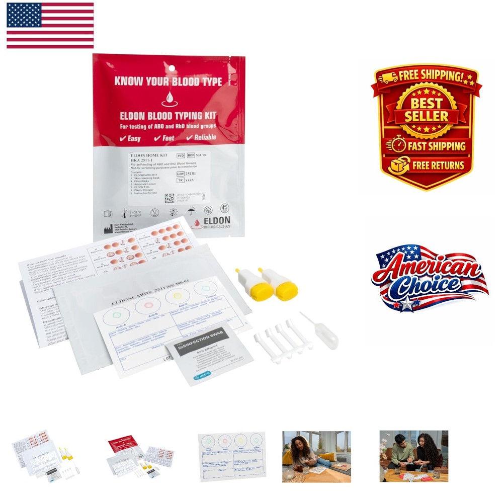 Fast & Accurate Blood Type  Complete Kit - Learn A, B, O, AB & RH- Instantly