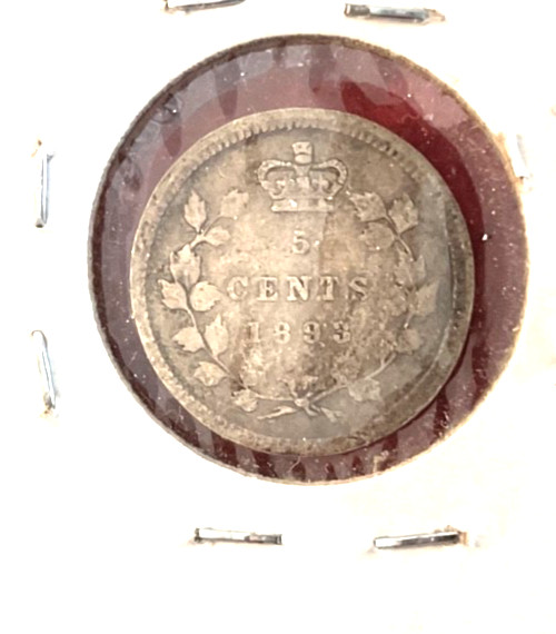 1893 CANADA 5 CENTS SILVER COIN