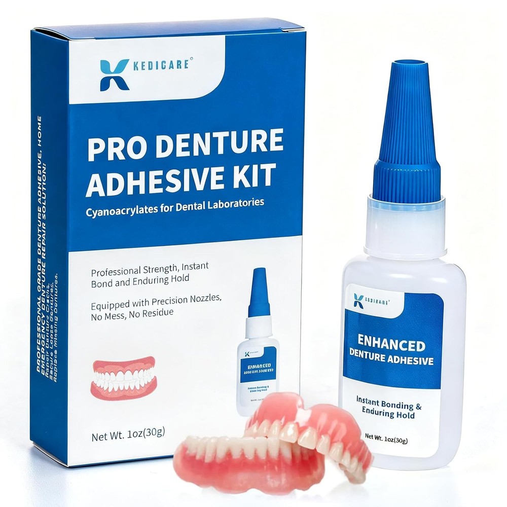 Pro Denture Adhesive Kit, 1oz Pro Instant Bonding Denture Glue, Enhanced Denture